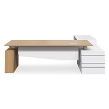 Load image into Gallery viewer, Lode Ergonomic executive desk w/white return &amp; wood top
